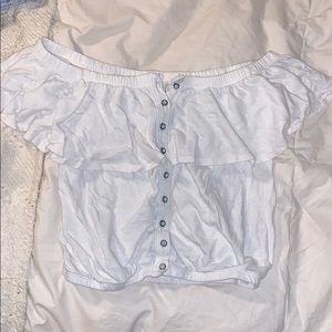 Free People white button up ruffle top